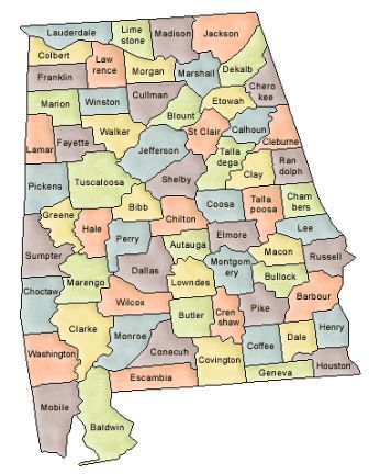 Alabama County Map