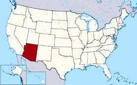 Map showing location of Arizona in USA