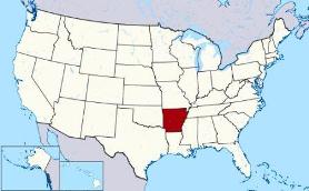 Map showing location of Arkansas in USA