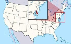 Map showing location of Delaware in USA