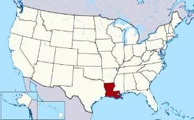Map showing location of Louisiana in USA