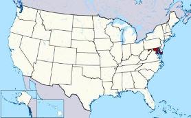 Map showing location of Maryland in USA