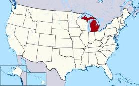 Map showing location of Michigan in USA