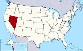 Map showing location of Nevada in USA