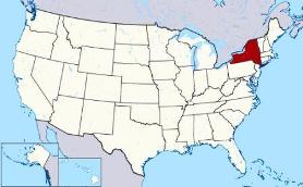 Map showing location of New York in USA