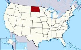 Map showing location of North Dakota in USA