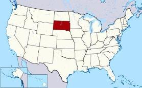 Map showing location of South Dakota in USA
