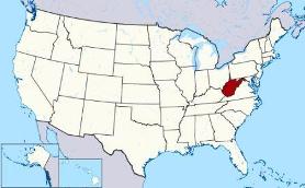 Map showing location of West Virginia in USA