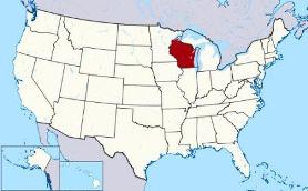 Map showing location of Wisconsin in USA