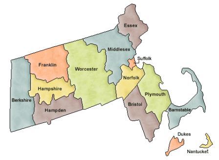 Massachusetts County Map