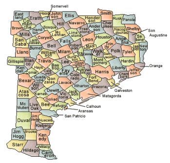 Texas County Map (southern)
