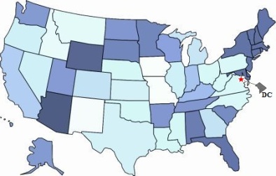 US Map with Washington DC