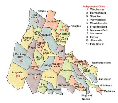 Virginia County Map (northern)