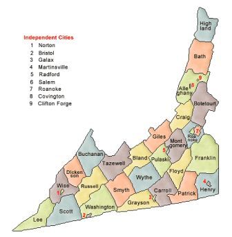Virginia County Map (western)
